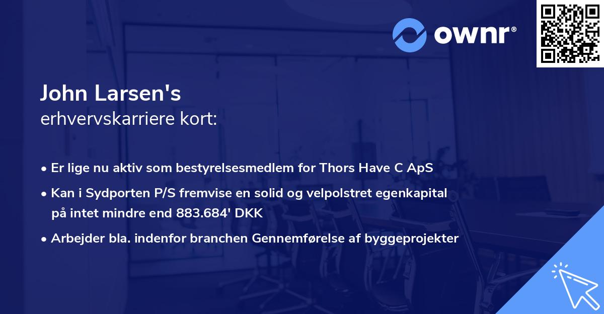 John Larsen's erhvervskarriere kort