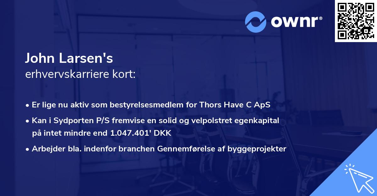 John Larsen's erhvervskarriere kort
