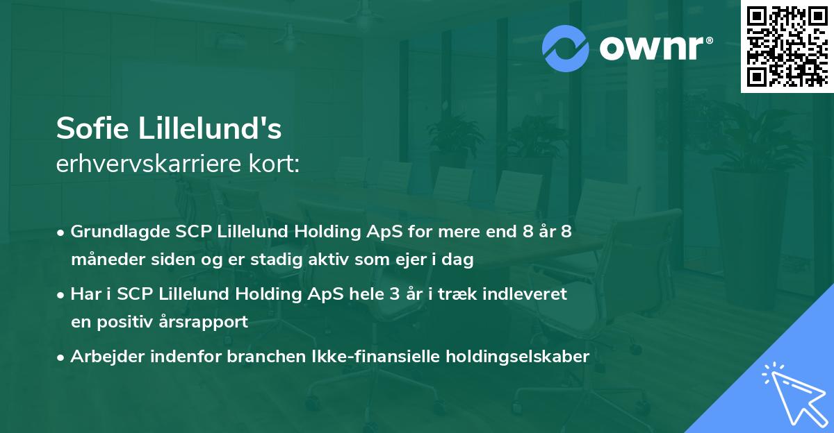 Sofie Lillelund's erhvervskarriere kort