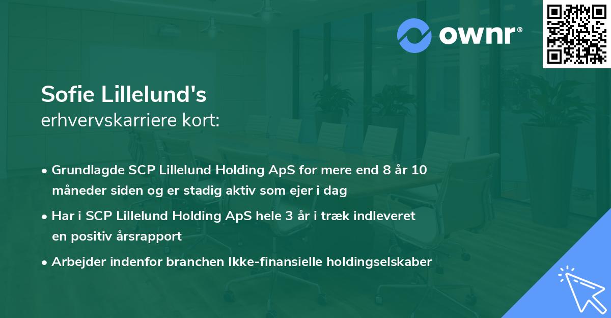 Sofie Lillelund's erhvervskarriere kort