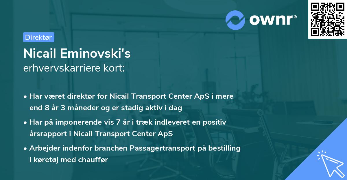 Nicail Eminovski's erhvervskarriere kort