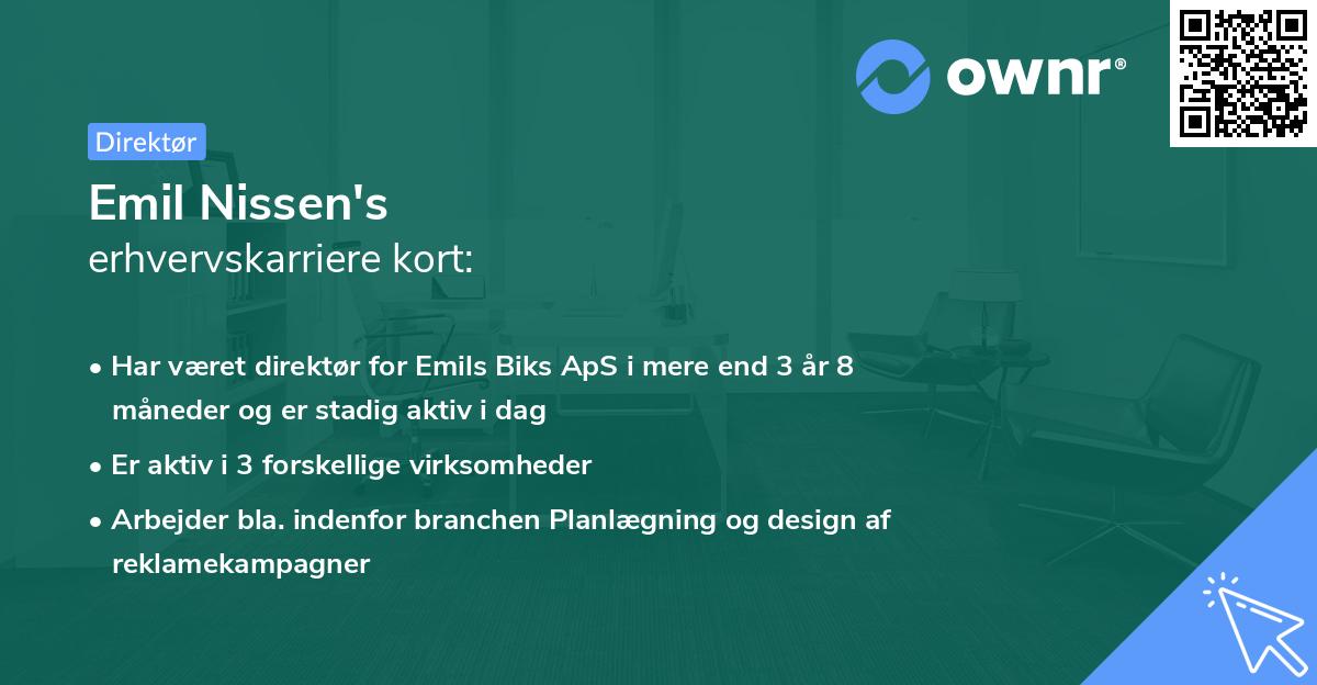 Emil Nissen's erhvervskarriere kort
