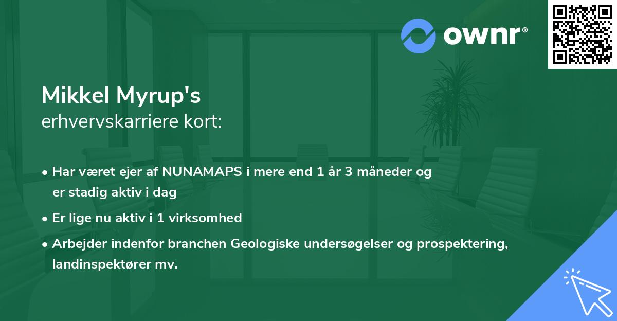 Mikkel Myrup's erhvervskarriere kort