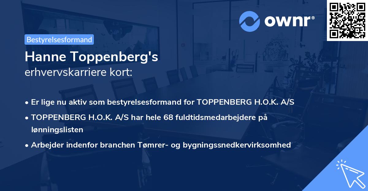 Hanne Toppenberg's erhvervskarriere kort