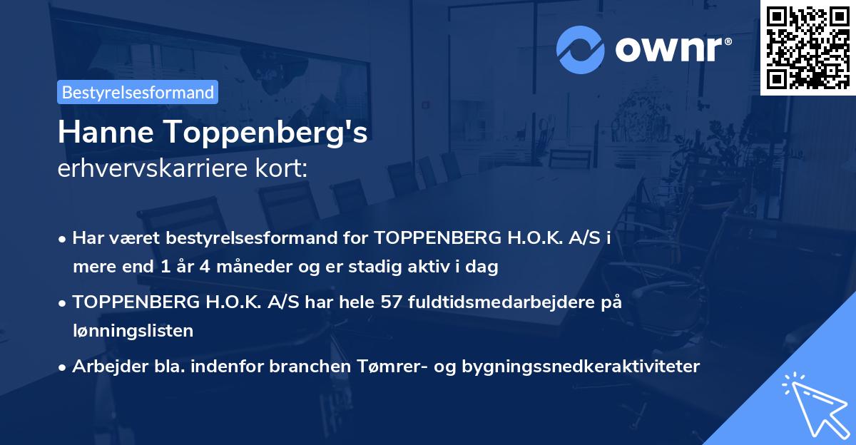 Hanne Toppenberg's erhvervskarriere kort