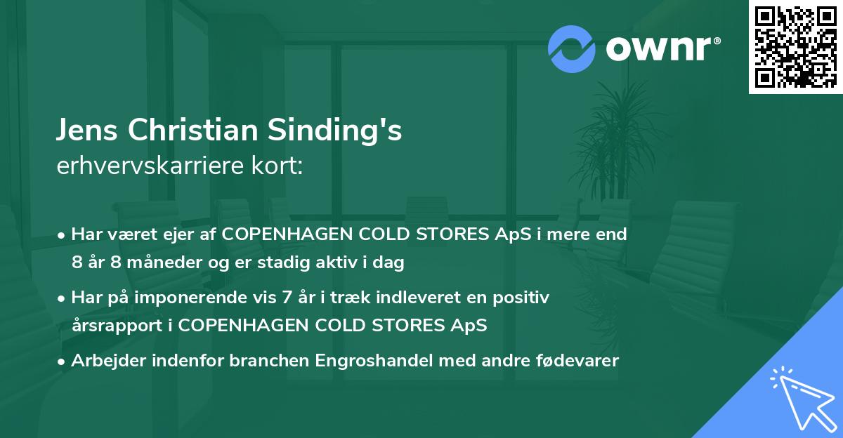 Jens Christian Sinding's erhvervskarriere kort