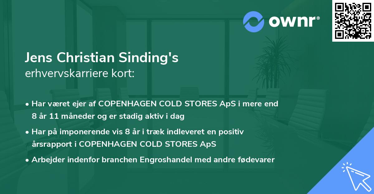 Jens Christian Sinding's erhvervskarriere kort