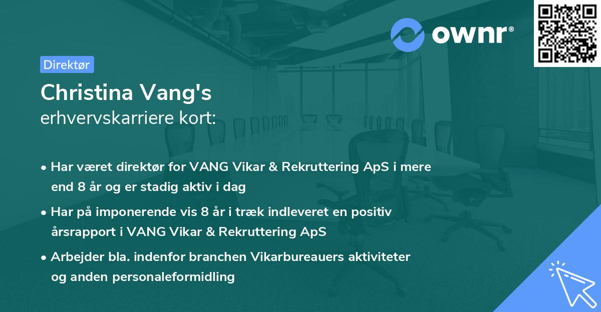 Christina Vang's erhvervskarriere kort