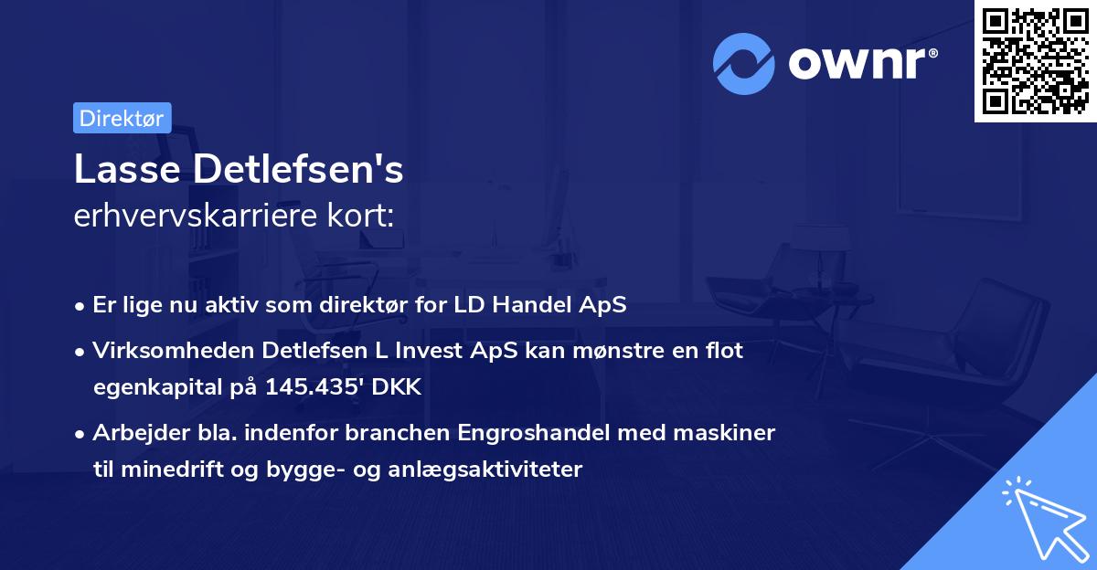 Lasse Detlefsen's erhvervskarriere kort