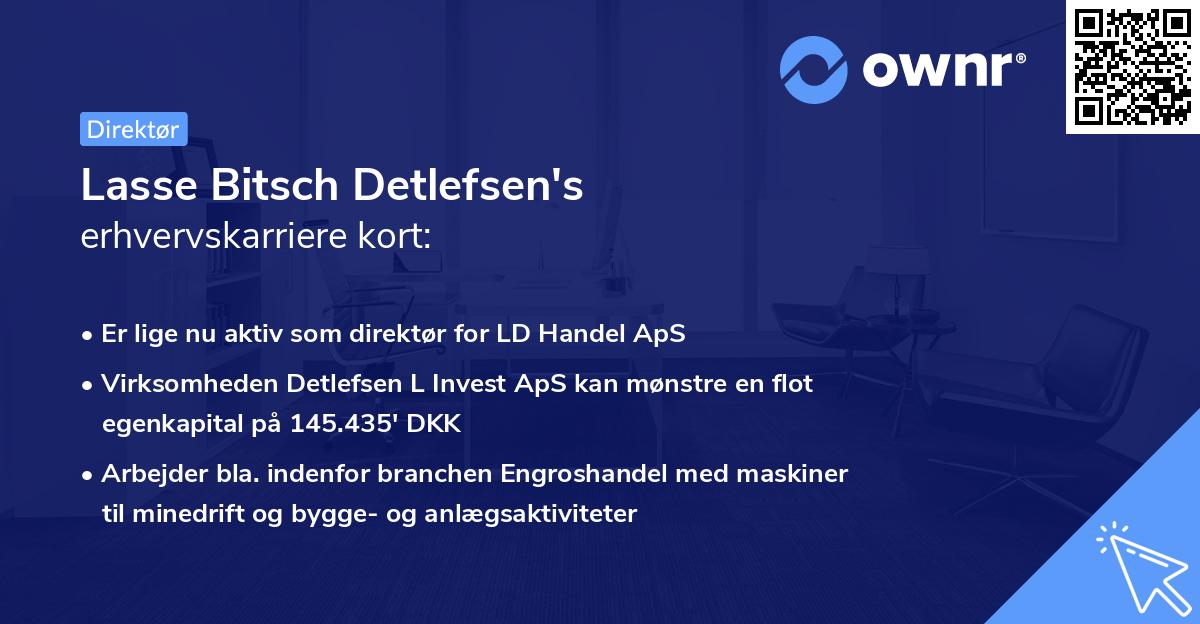 Lasse Bitsch Detlefsen's erhvervskarriere kort
