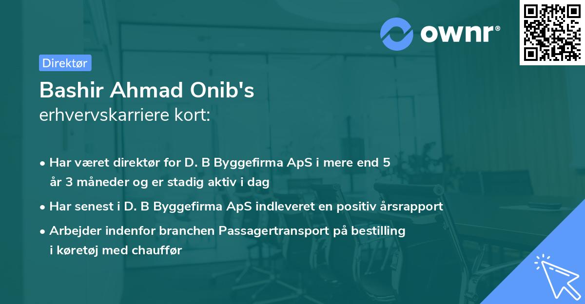 Bashir Ahmad Onib's erhvervskarriere kort