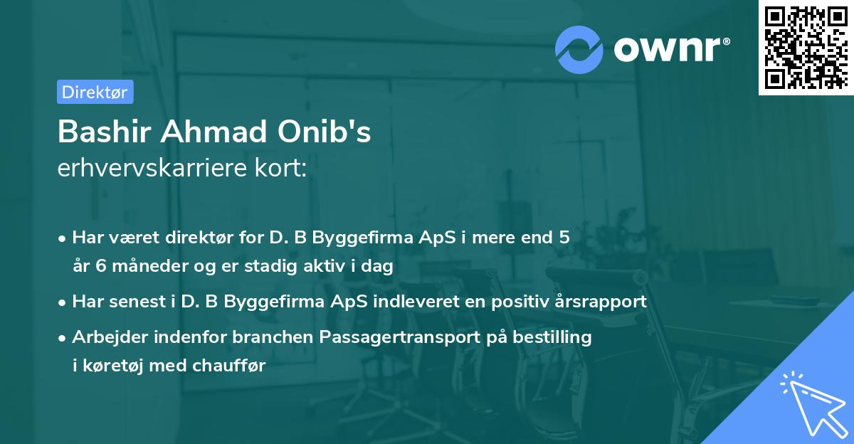 Bashir Ahmad Onib's erhvervskarriere kort