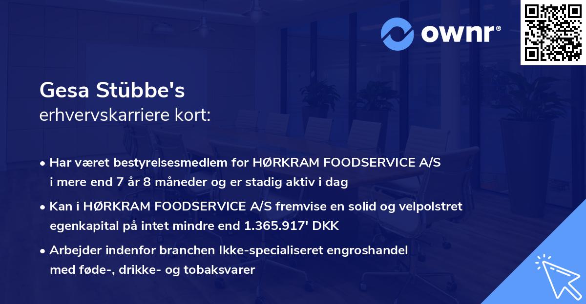 Gesa Stübbe's erhvervskarriere kort