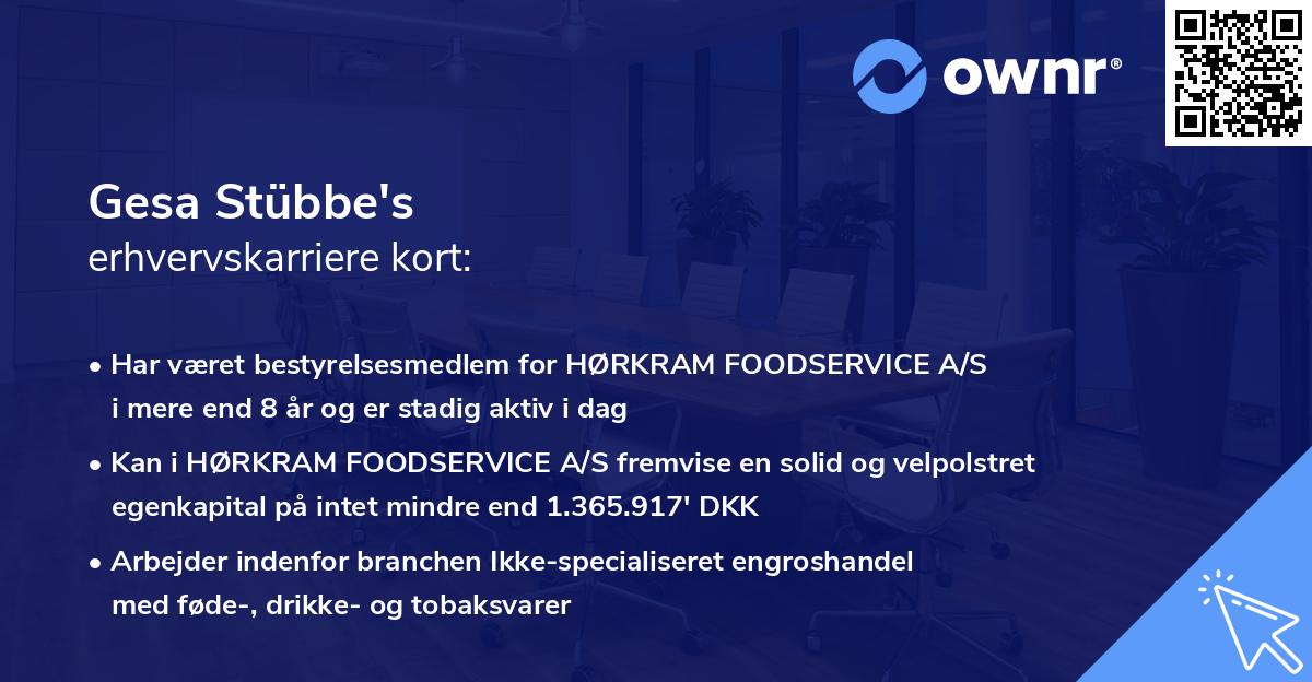 Gesa Stübbe's erhvervskarriere kort