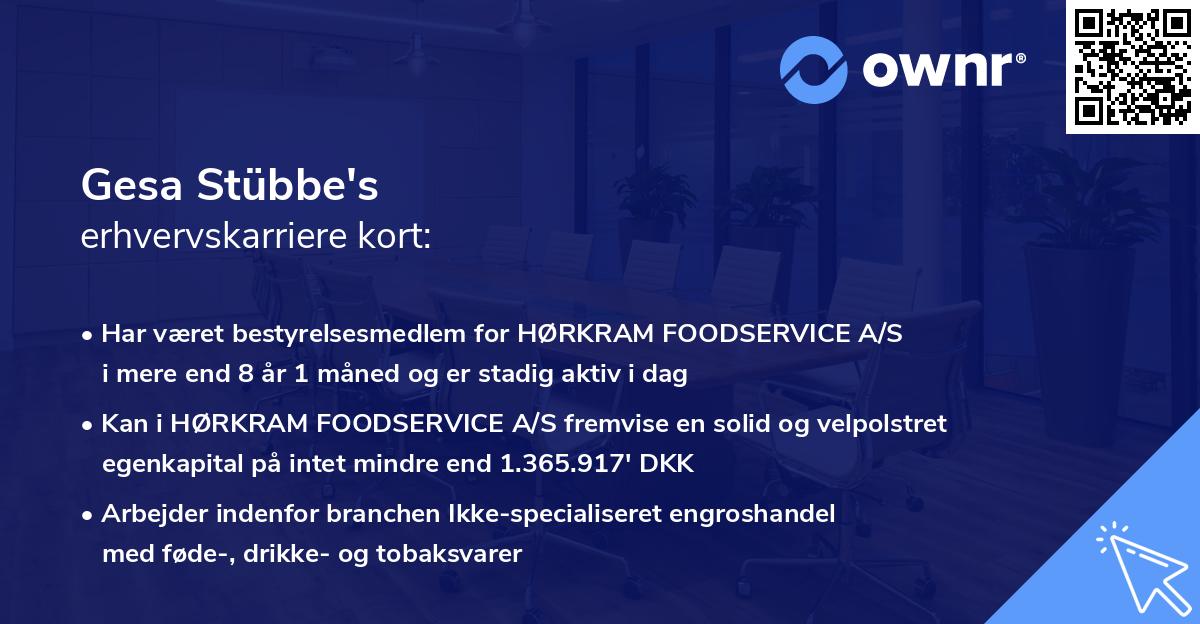 Gesa Stübbe's erhvervskarriere kort