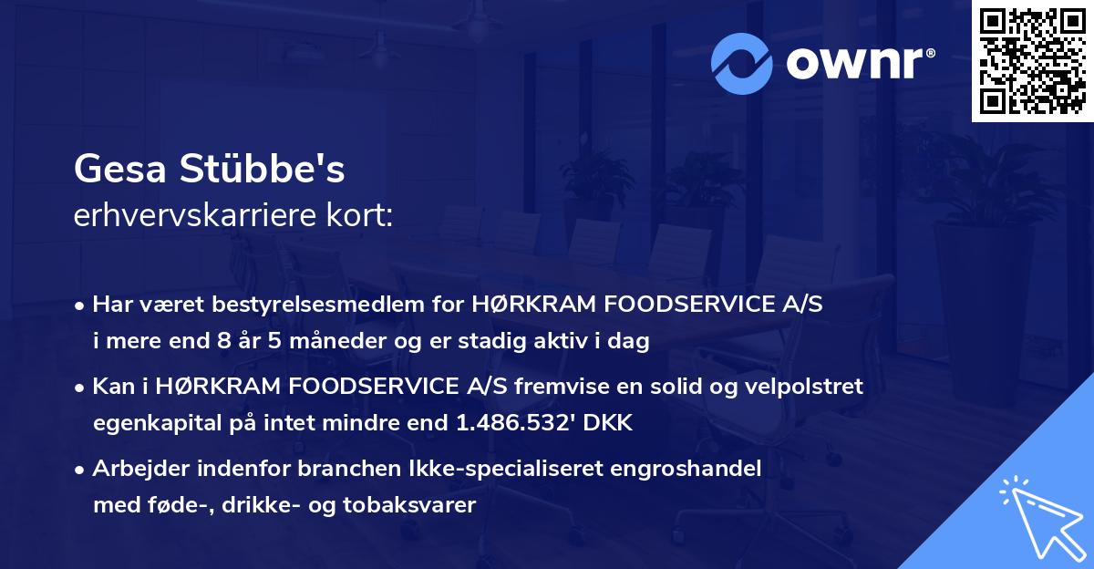 Gesa Stübbe's erhvervskarriere kort