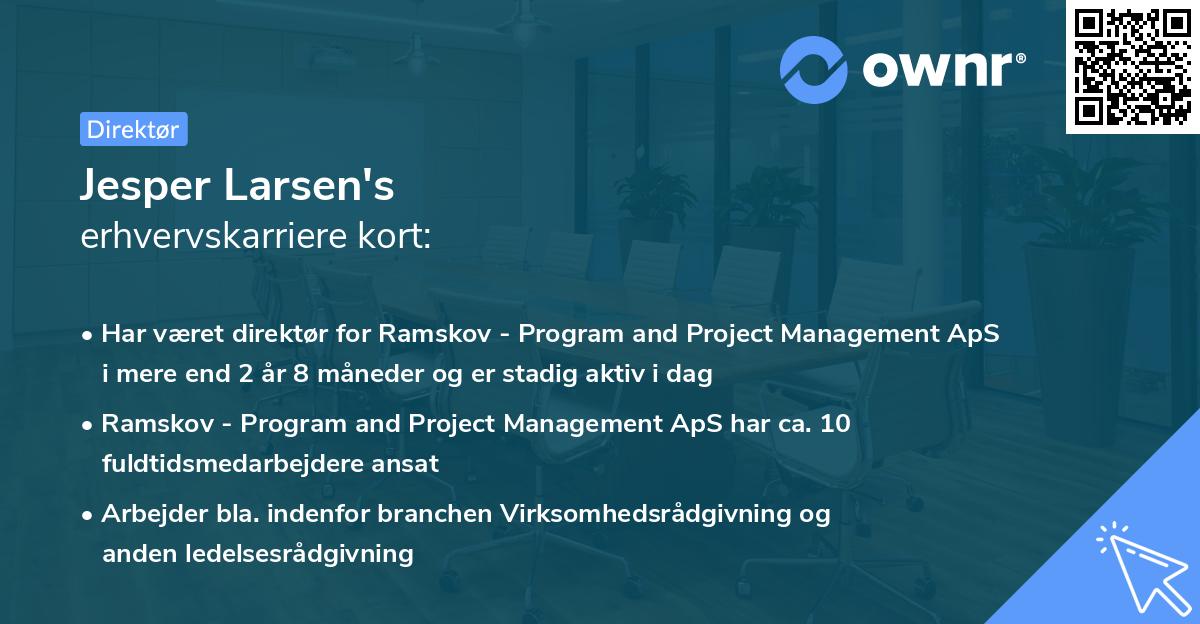 Jesper Larsen's erhvervskarriere kort