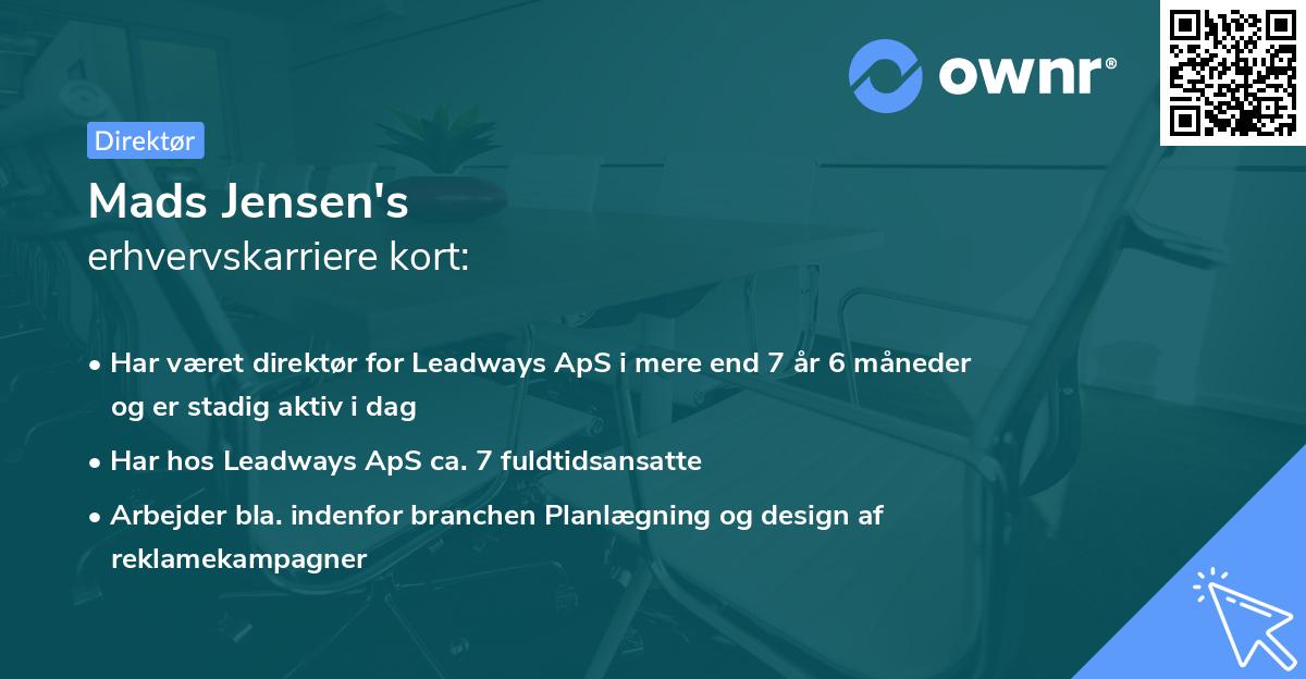 Mads Jensen's erhvervskarriere kort