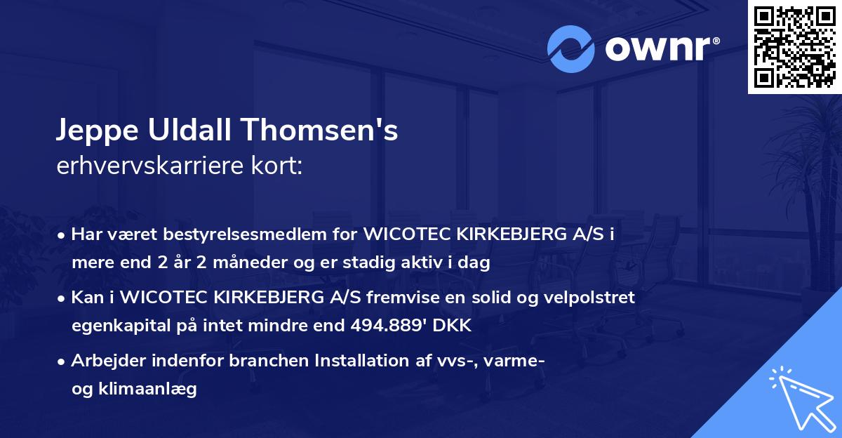 Jeppe Uldall Thomsen's erhvervskarriere kort