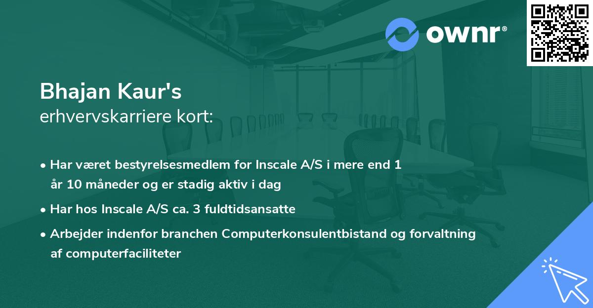 Bhajan Kaur's erhvervskarriere kort