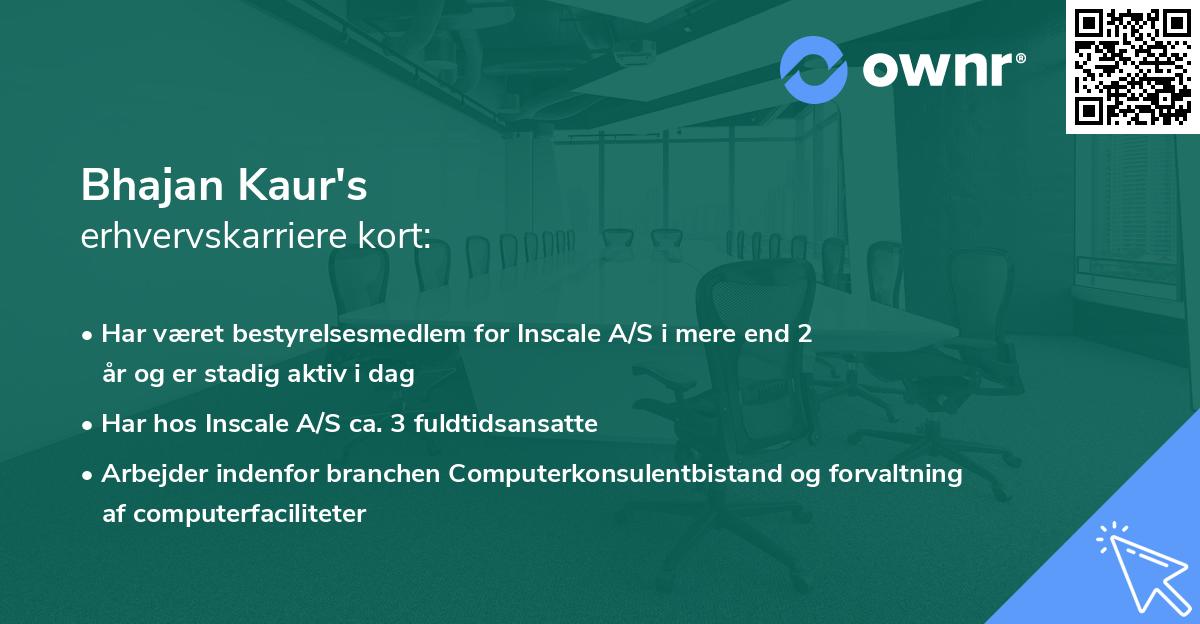 Bhajan Kaur's erhvervskarriere kort