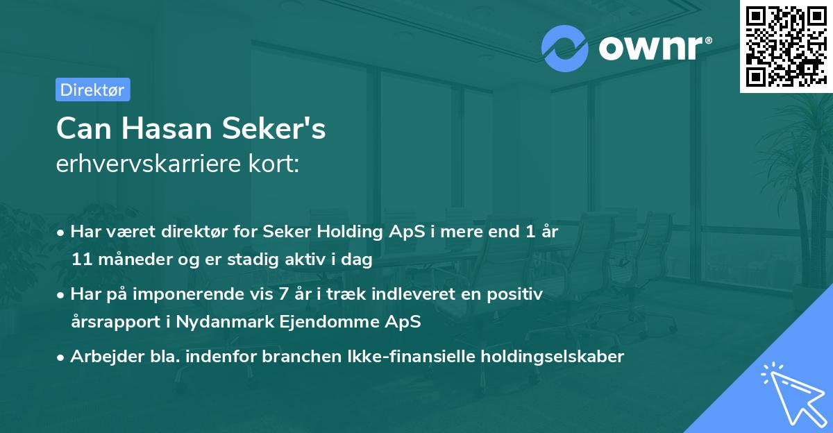 Can Hasan Seker's erhvervskarriere kort