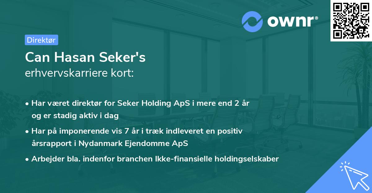 Can Hasan Seker's erhvervskarriere kort