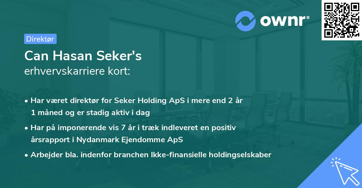 Can Hasan Seker's erhvervskarriere kort