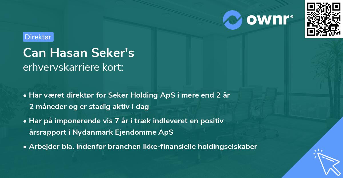Can Hasan Seker's erhvervskarriere kort