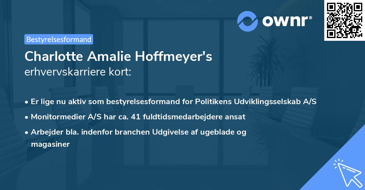 Charlotte Amalie Hoffmeyer's erhvervskarriere kort