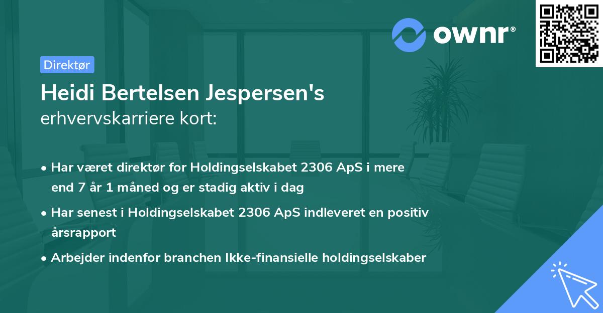 Heidi Bertelsen Jespersen's erhvervskarriere kort