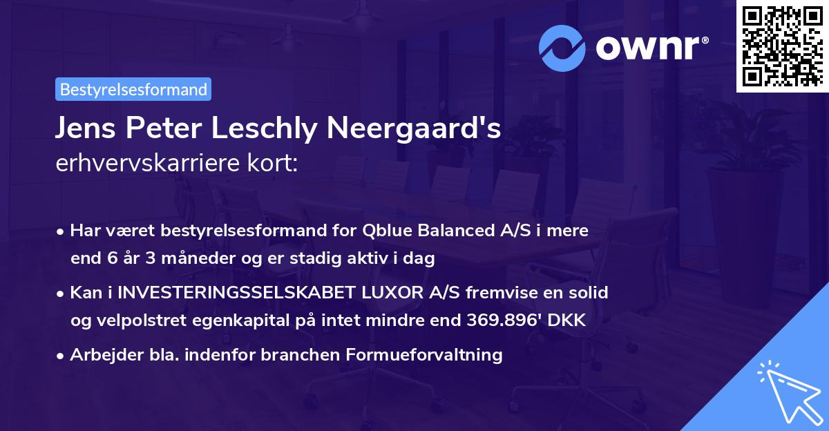 Jens Peter Leschly Neergaard's erhvervskarriere kort