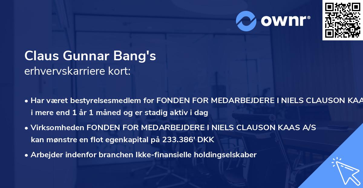 Claus Gunnar Bang's erhvervskarriere kort