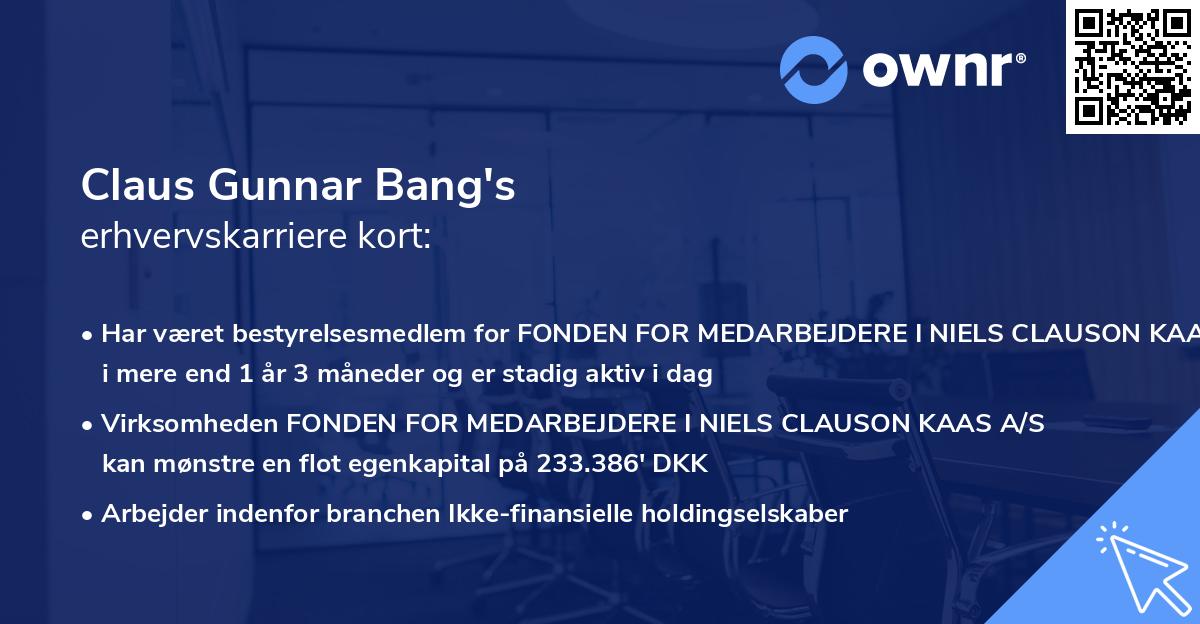 Claus Gunnar Bang's erhvervskarriere kort