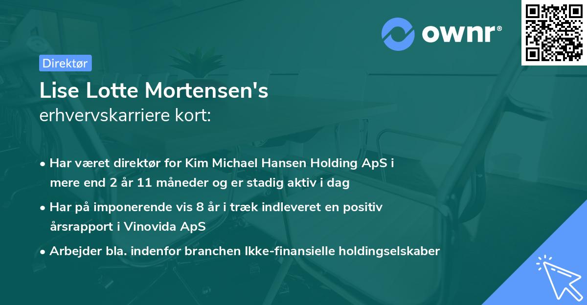 Lise Lotte Mortensen's erhvervskarriere kort