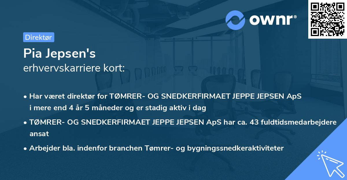 Pia Jepsen's erhvervskarriere kort