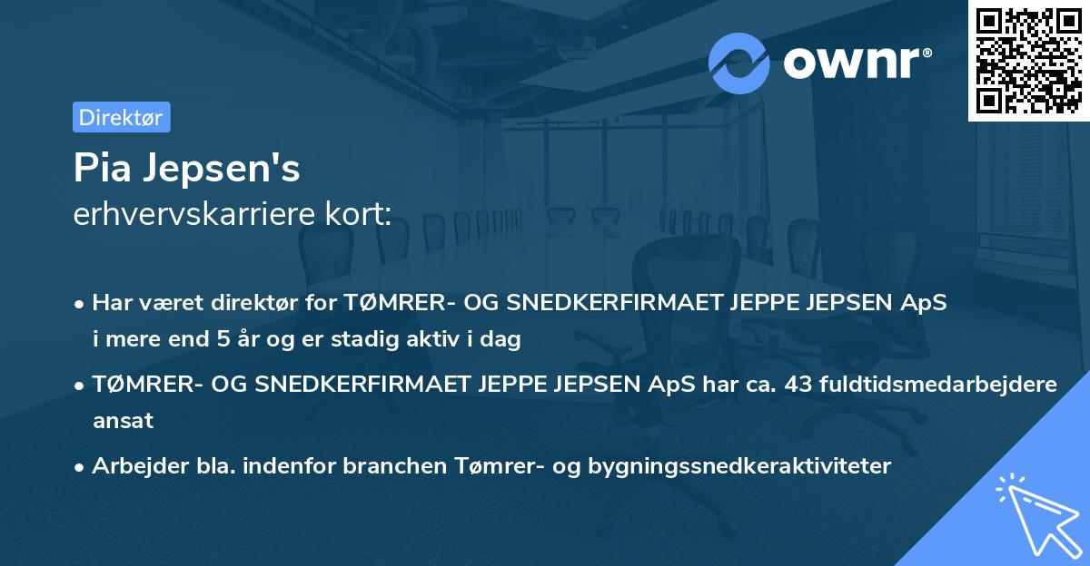 Pia Jepsen's erhvervskarriere kort