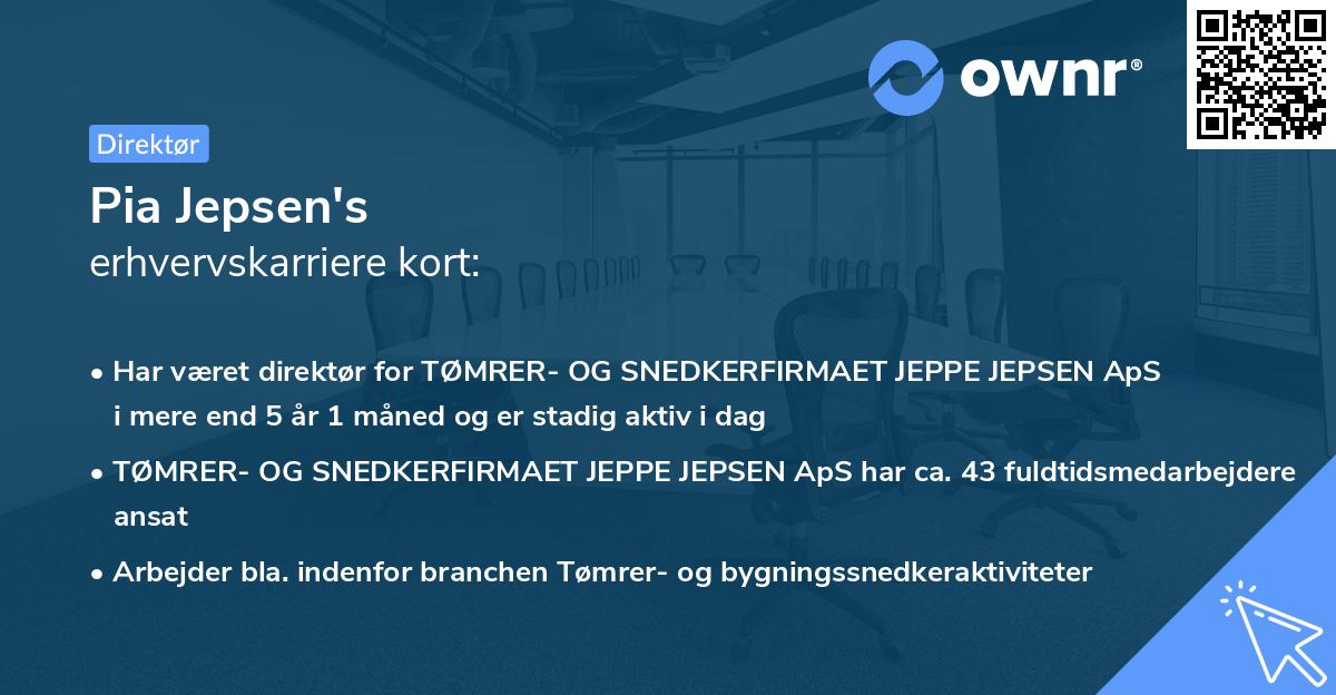 Pia Jepsen's erhvervskarriere kort