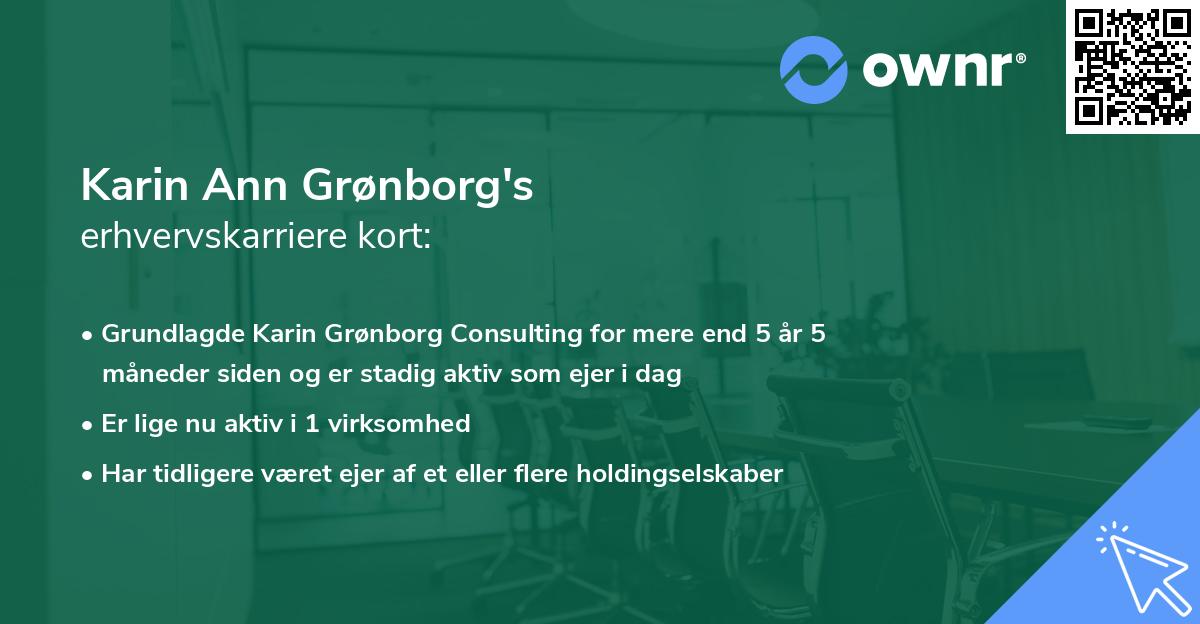 Karin Ann Grønborg's erhvervskarriere kort