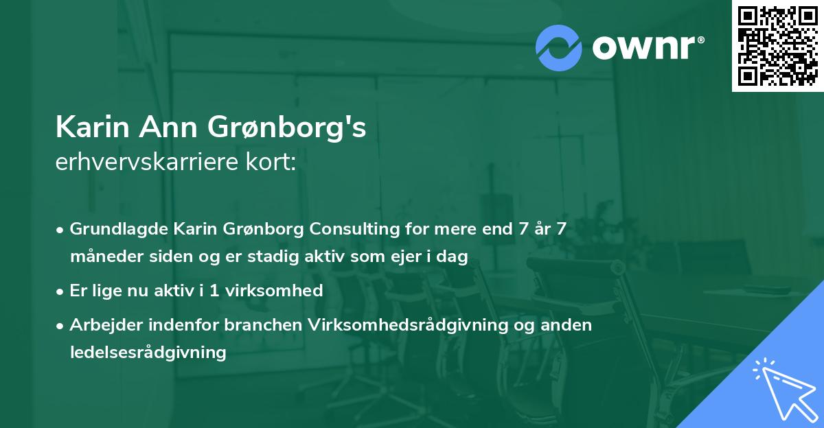 Karin Ann Grønborg's erhvervskarriere kort