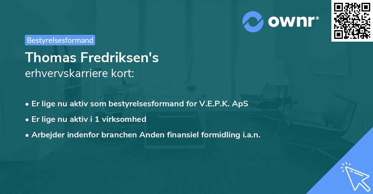 Thomas Fredriksen's erhvervskarriere kort