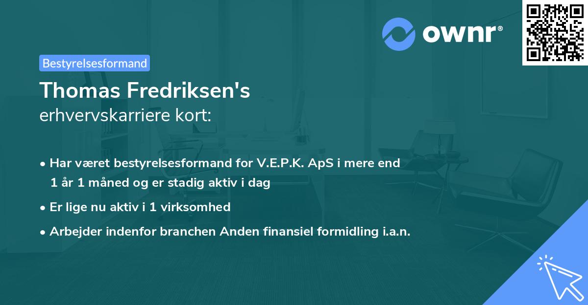 Thomas Fredriksen's erhvervskarriere kort