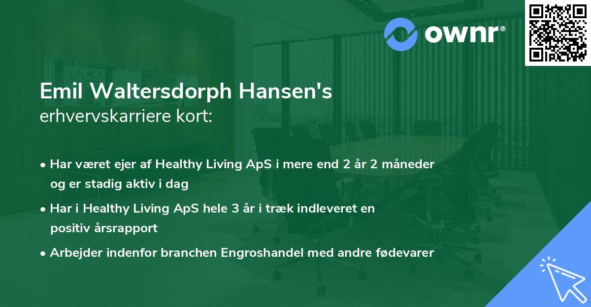 Emil Waltersdorph Hansen's erhvervskarriere kort