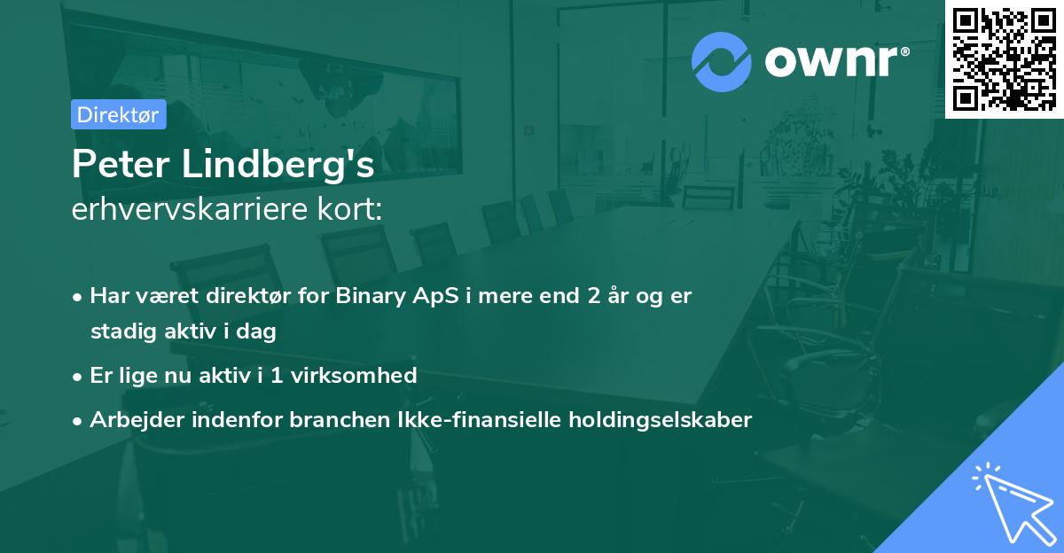 Peter Lindberg's erhvervskarriere kort