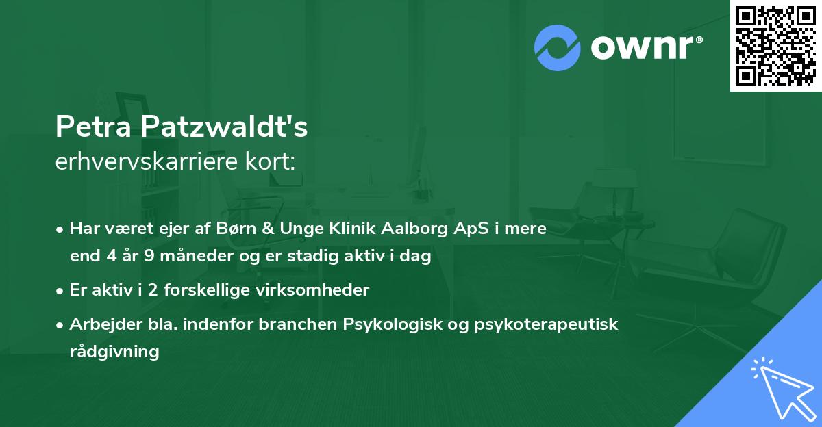 Petra Patzwaldt's erhvervskarriere kort