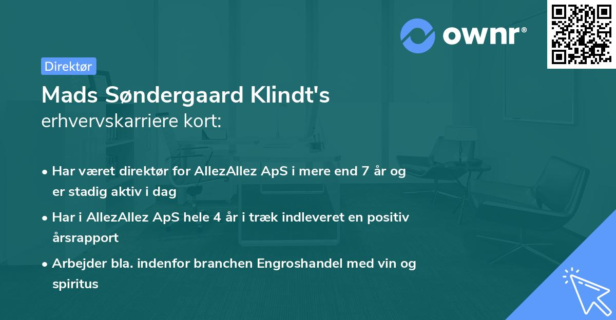 Mads Søndergaard Klindt's erhvervskarriere kort