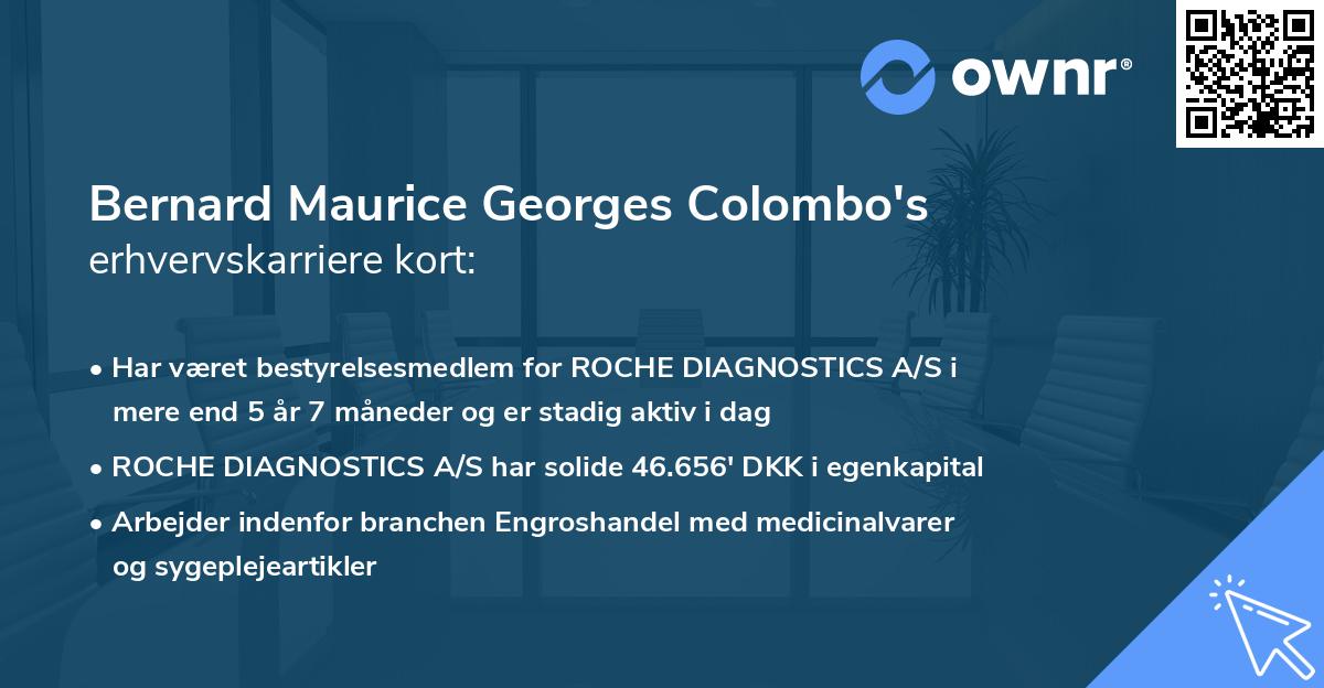 Bernard Maurice Georges Colombo's erhvervskarriere kort