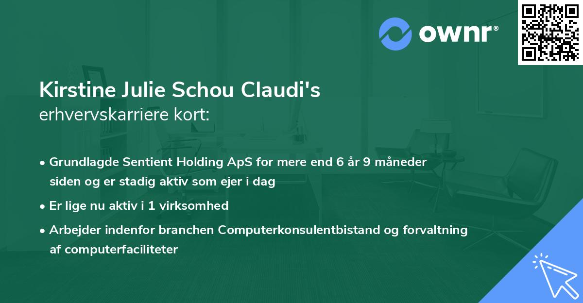 Kirstine Julie Schou Claudi's erhvervskarriere kort