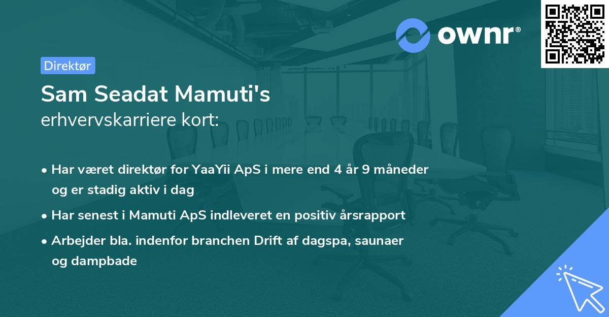Sam Seadat Mamuti's erhvervskarriere kort
