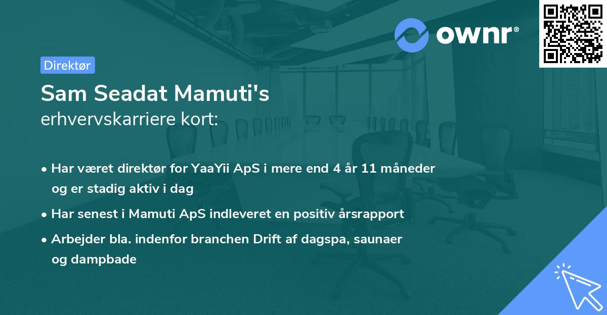 Sam Seadat Mamuti's erhvervskarriere kort